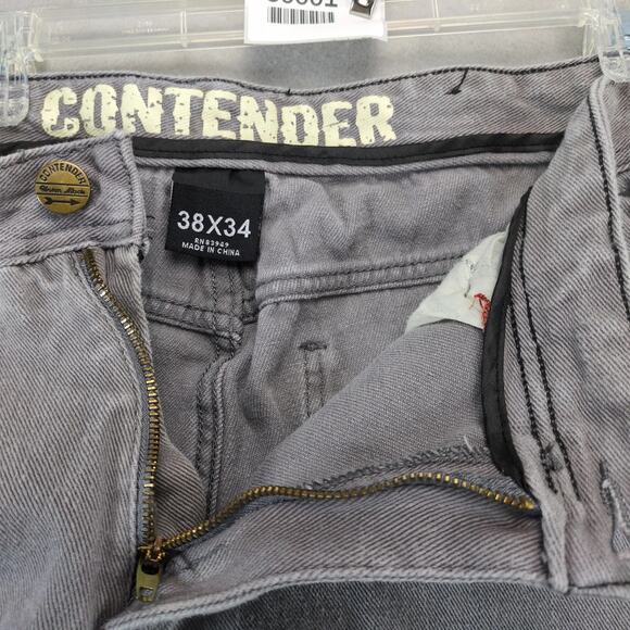 Contender Gray Wash Jeans Men's 36x32 Double Knee Distressed Mid-Rise Streetwear - Picture 3 of 10